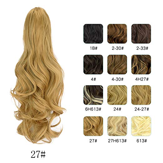 20〞Claw Ponytail Clip in Hair Extensions Hairpiece Synthetic Light Curly Soft Silky Nature Looking Heat-Resisting Different Colors for Women Fashion and Beauty-27#
